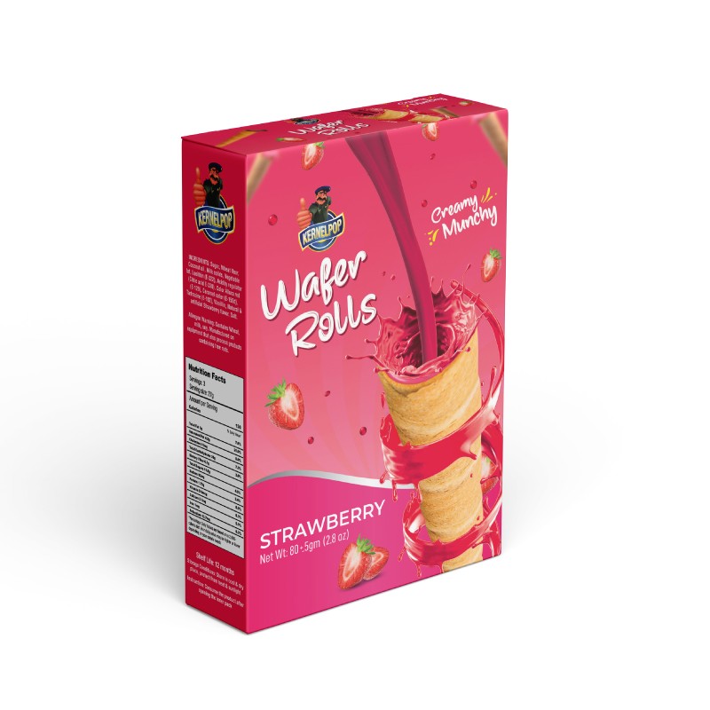 Kernelpop Strawberry Wafer Rolls Box